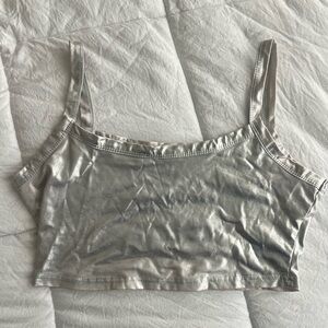 Silver Metallic Crop Top